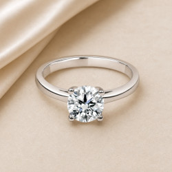 Solitario oro blanco de cuatro garras · diamante natural 1,00 ct | Joyería Bellido