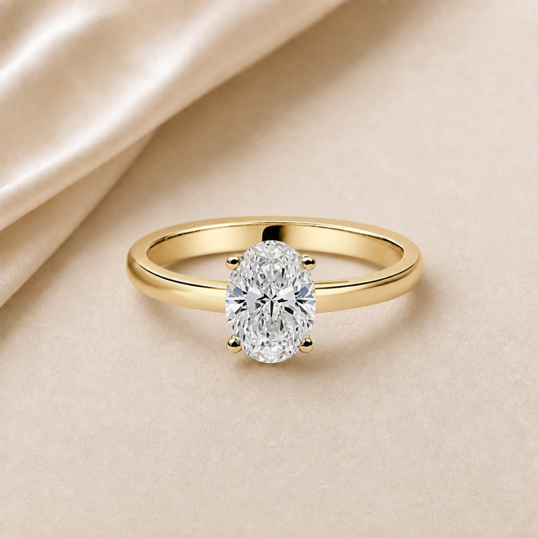 Solitario oro amarillo de talla oval · diamante natural 1,00 ct | Joyería Bellido