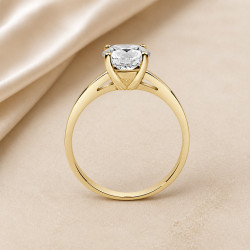 Solitario oro amarillo de cuatro garras · perfil del engaste, diamante natural 1,50 ct | Joyería Bellido