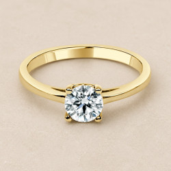 Solitario 4 garras oro amarillo · diamante natural 0,50 ct