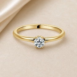 Solitario oro amarillo corona · diamante de laboratorio 0,20 ct
