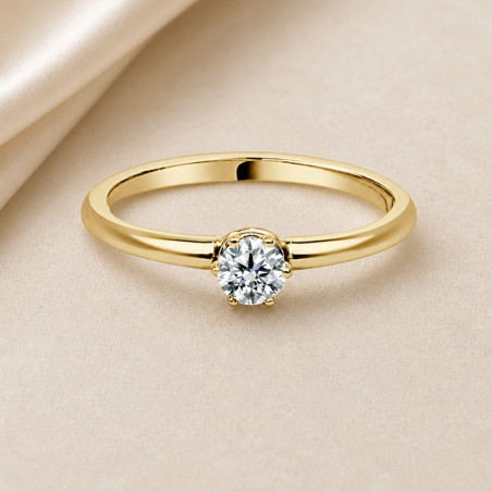 Solitario oro amarillo corona · diamante de laboratorio 0,20 ct