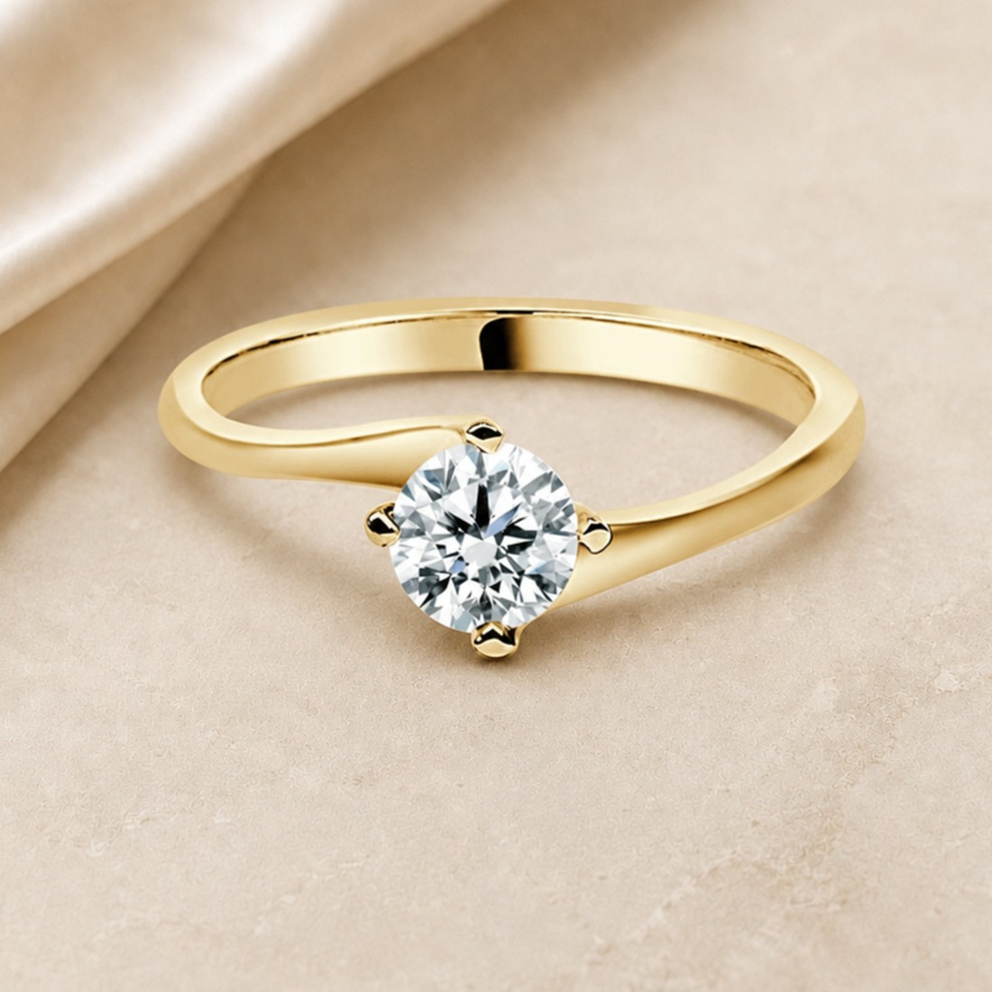 Solitario oro amarillo · diamante de laboratorio 0,50 ct