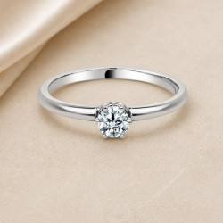 Solitario corona oro blanco · diamante natural 0,20 ct