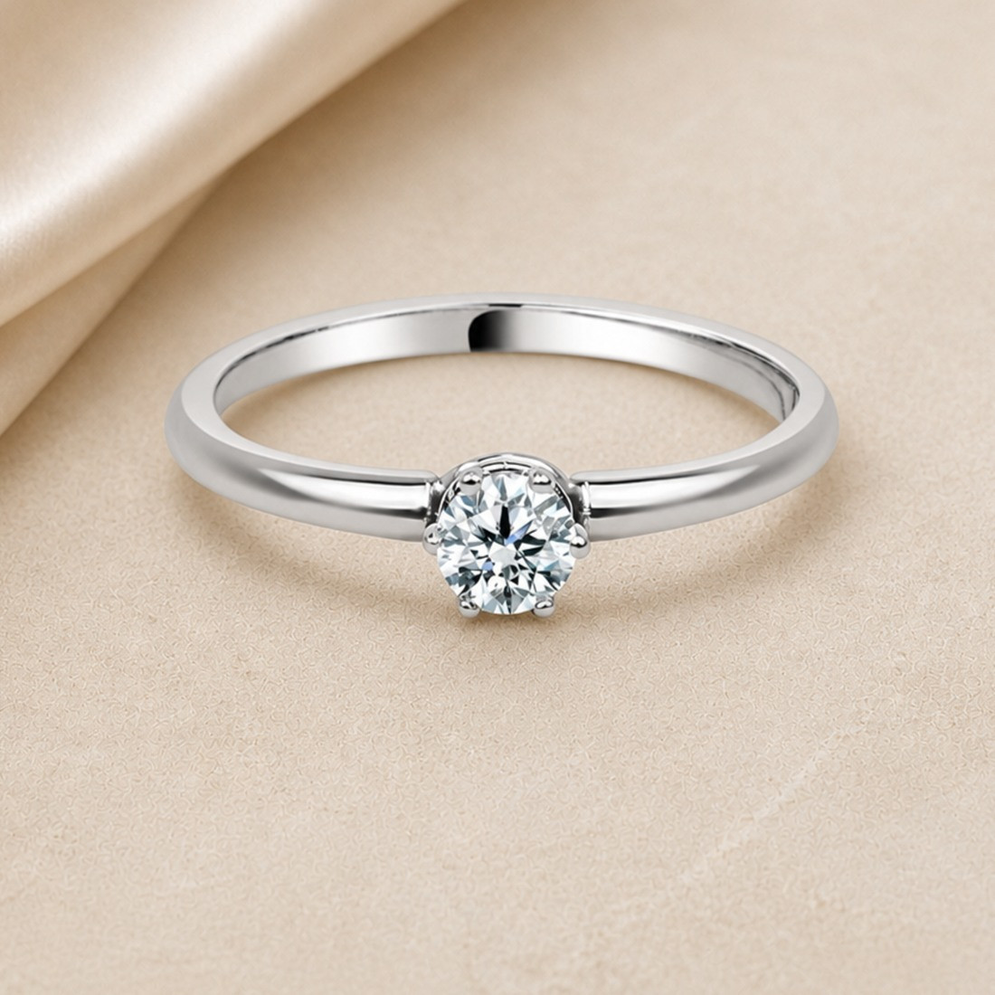Solitario corona oro blanco · diamante natural 0,20 ct