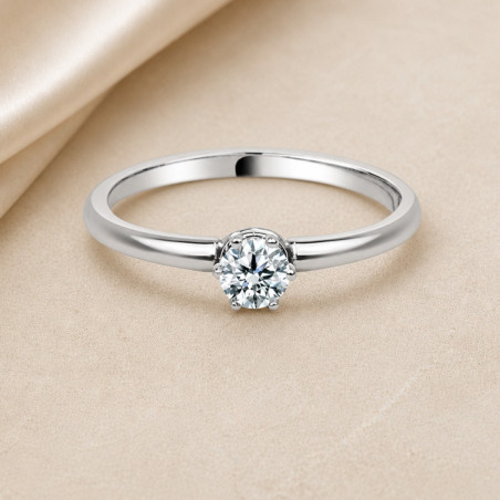 Solitario corona oro blanco · diamante natural 0,20 ct