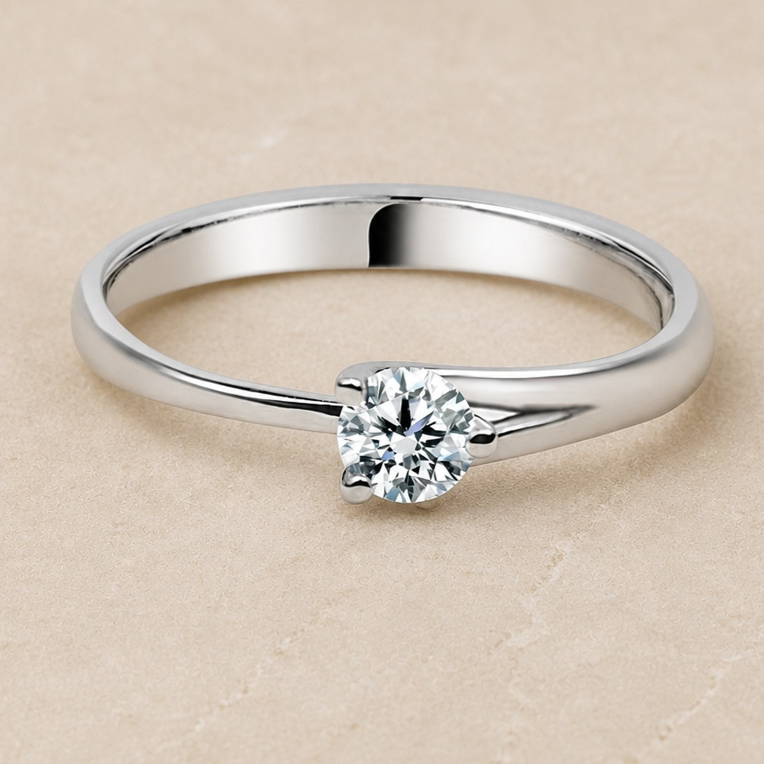 Solitario 3 garras oro blanco · diamante natural 0,25 ct