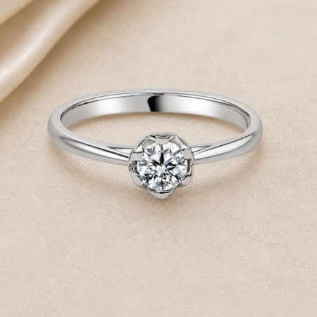 Solitario 6 garras oro blanco · diamante natural 0,30 ct