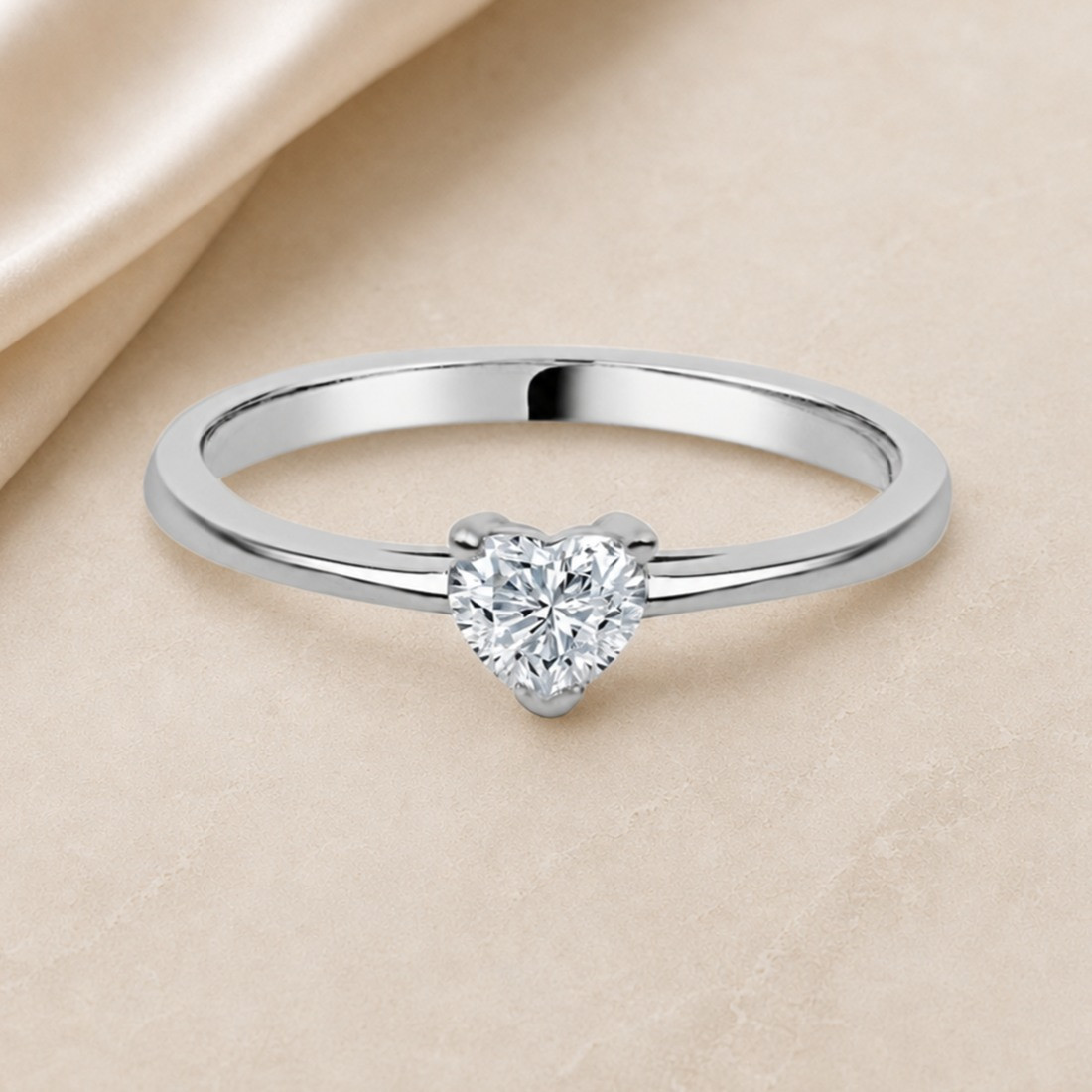 Solitario corazón oro blanco · diamante natural 0,30 ct