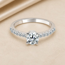Solitario brazo pavé oro blanco · diamante natural 0,50 ct