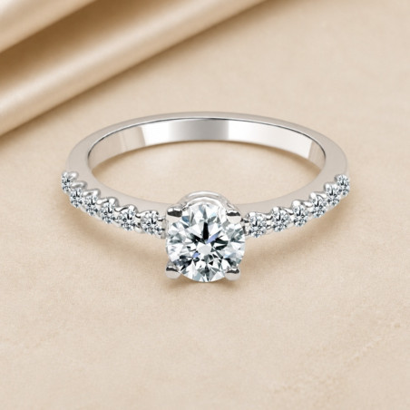 Solitario brazo pavé oro blanco · diamante natural 0,50 ct