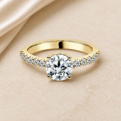 Solitario brazo pavé oro amarillo · diamante natural 1,00 ct