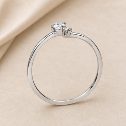 Solitario oro blanco de dos diamantes · perfil del engaste, diamante natural 0,10 ct | Joyería Bellido