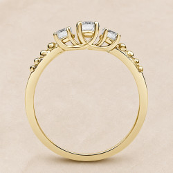Solitario oro amarillo tresillo · perfil del engaste, diamante natural 0,15 ct | Joyería Bellido
