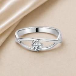 Solitario oro blanco de diseño infinito · diamante natural 0,15 ct | Joyería Bellido