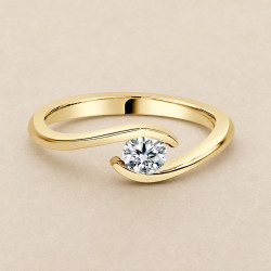 Solitario oro amarillo con engaste ojo · diamante natural 0,25 ct | Joyería Bellido
