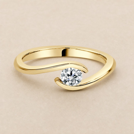 Solitario oro amarillo con engaste ojo · diamante natural 0,25 ct | Joyería Bellido