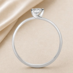 Solitario oro blanco de tres garras · perfil del engaste, diamante natural 0,25 ct | Joyería Bellido