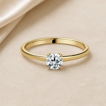 Solitario oro amarillo de cuatro garras · diamante natural 0,30 ct | Joyería Bellido