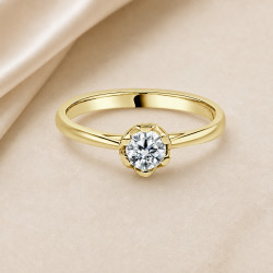 Solitario oro amarillo de seis garras · diamante natural 0,30 ct | Joyería Bellido
