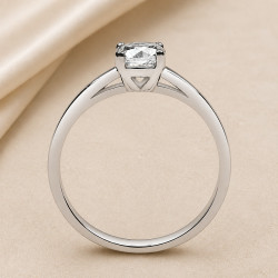 Solitario oro blanco de cuatro garras · perfil del engaste, diamante natural 0,50 ct | Joyería Bellido