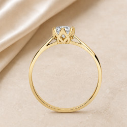 Solitario oro amarillo de seis garras · perfil del engaste, diamante natural 0,50 ct | Joyería Bellido