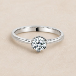 Solitario oro blanco de seis garras · diamante natural 0,50 ct | Joyería Bellido