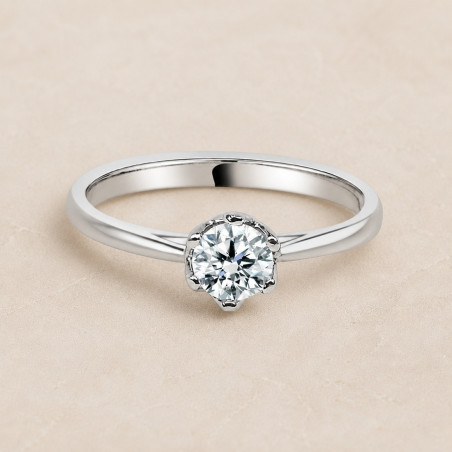 Solitario oro blanco de seis garras · diamante natural 0,50 ct | Joyería Bellido
