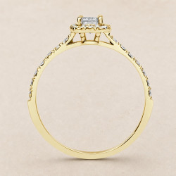 Solitario oro amarillo halo de talla esmeralda · perfil del engaste, diamante natural 0,50 ct | Joyería Bellido