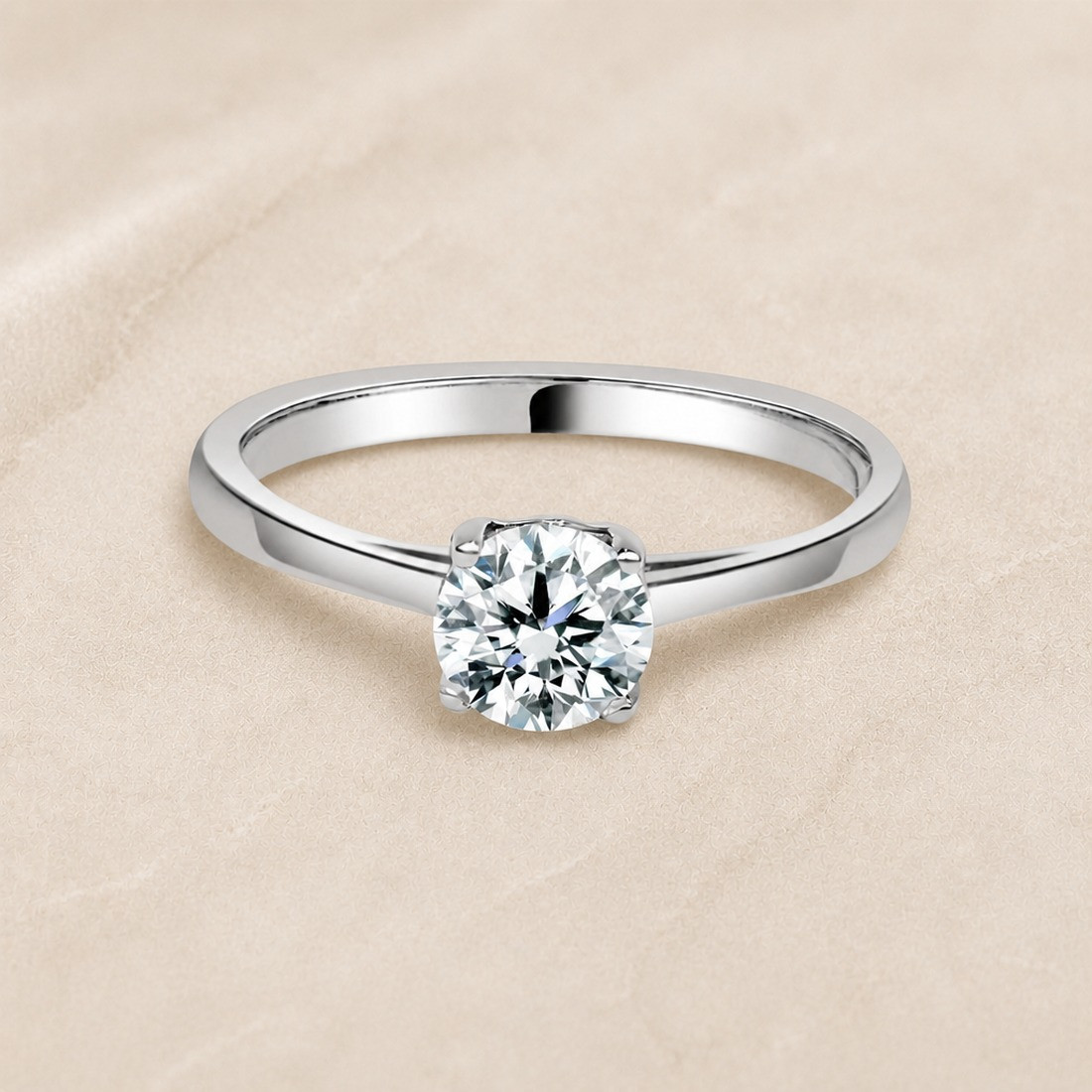 Solitario oro blanco de cuatro garras · diamante natural 0,70 ct | Joyería Bellido