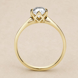 Solitario oro amarillo de seis garras · perfil del engaste, diamante natural 0,70 ct | Joyería Bellido