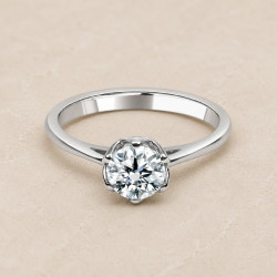 Solitario oro blanco de seis garras · diamante natural 0,70 ct | Joyería Bellido