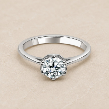 Solitario oro blanco de seis garras · diamante natural 0,70 ct | Joyería Bellido