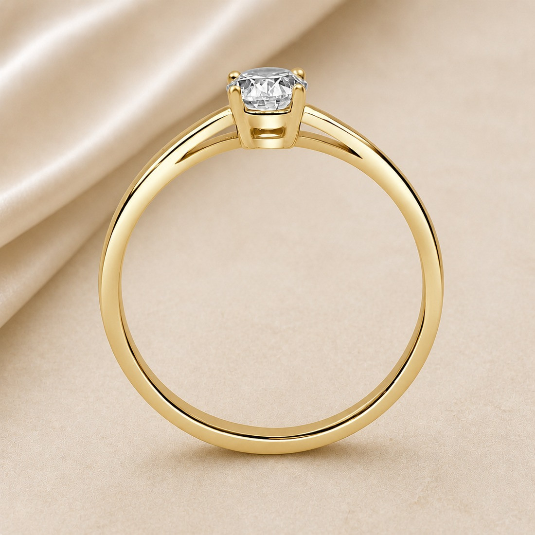 Solitario oro amarillo de talla oval · perfil del engaste, diamante natural 0,70 ct | Joyería Bellido