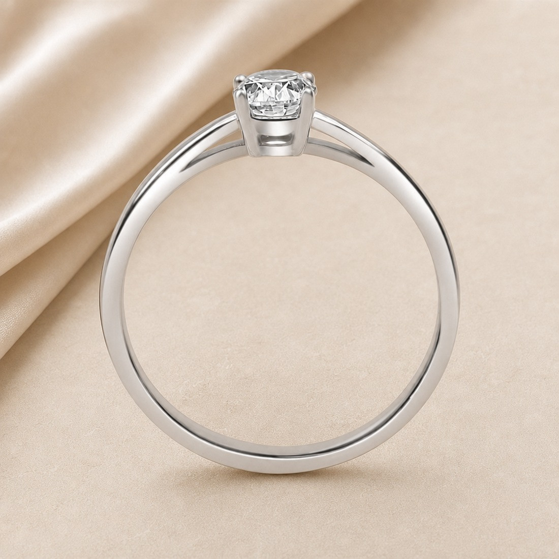 Solitario oro blanco de talla oval · perfil del engaste, diamante natural 0,70 ct | Joyería Bellido