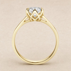 Solitario oro amarillo de seis garras · perfil del engaste, diamante natural 1,00 ct | Joyería Bellido