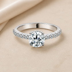 Solitario oro blanco con diamantes en el brazo · diamante natural 1,00 ct | Joyería Bellido
