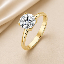 Solitario oro amarillo de cuatro garras · vista en tres cuartos, diamante natural 1,50 ct | Joyería Bellido
