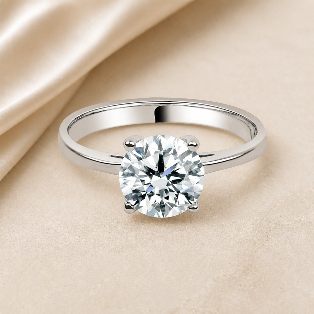 Solitario oro blanco de cuatro garras · diamante natural 1,50 ct | Joyería Bellido