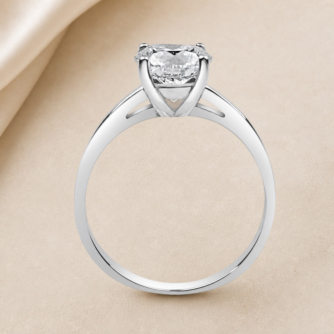 Solitario oro blanco de cuatro garras · perfil del engaste, diamante natural 1,50 ct | Joyería Bellido
