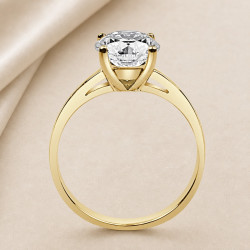 Solitario oro amarillo de cuatro garras · perfil del engaste, diamante natural 2,00 ct | Joyería Bellido