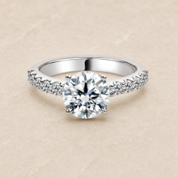 Solitario oro blanco con diamantes en el brazo · diamante natural 2,00 ct | Joyería Bellido