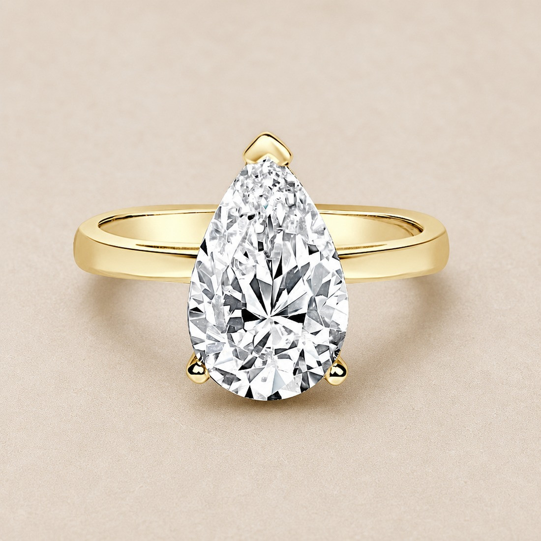 Solitario oro amarillo de talla pera · diamante natural 2,00 ct | Joyería Bellido