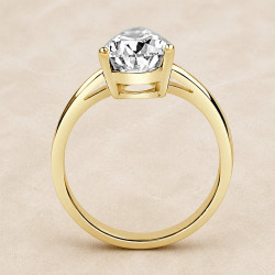 Solitario oro amarillo de talla pera · perfil del engaste, diamante natural 2,00 ct | Joyería Bellido