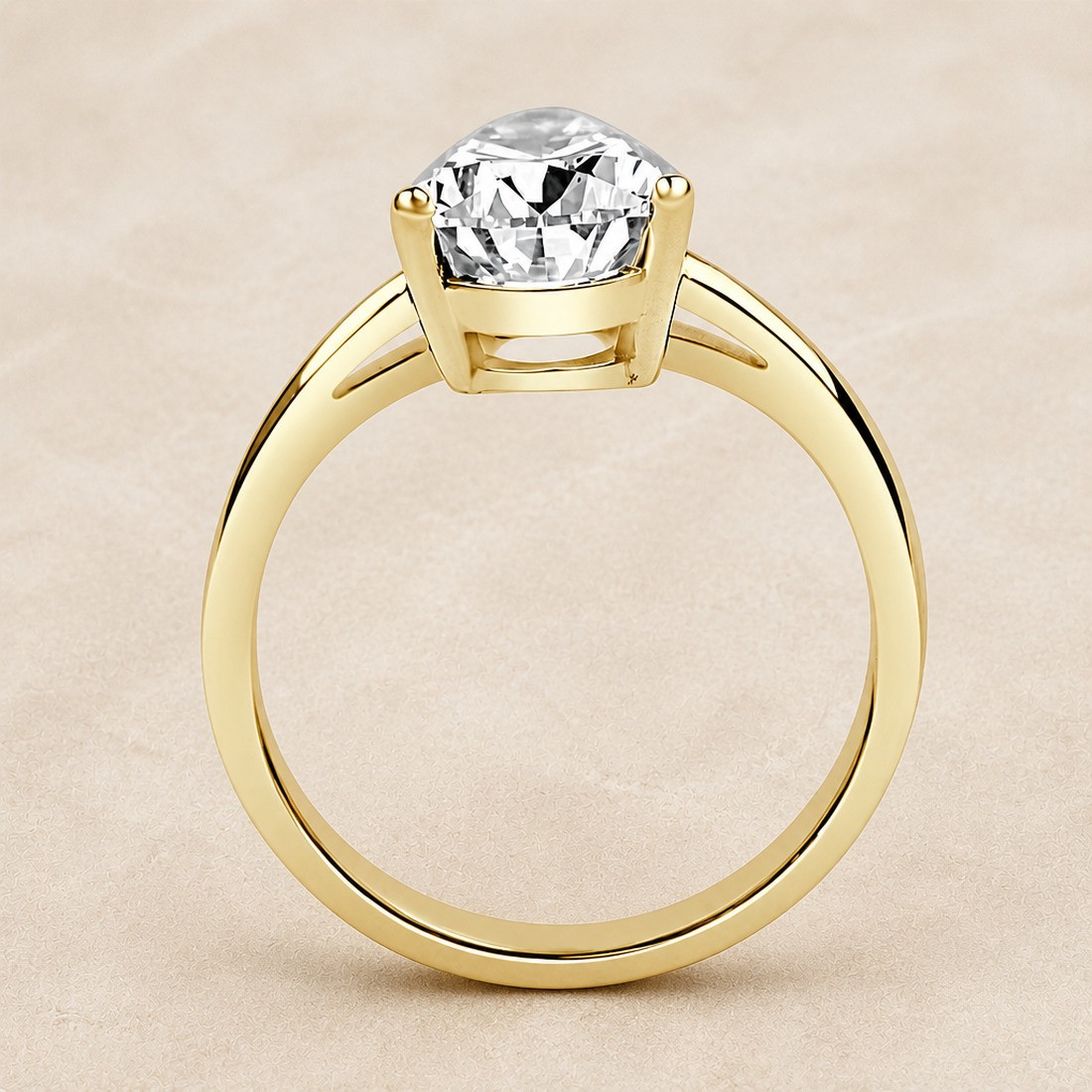 Solitario oro amarillo de talla pera · perfil del engaste, diamante natural 2,00 ct | Joyería Bellido