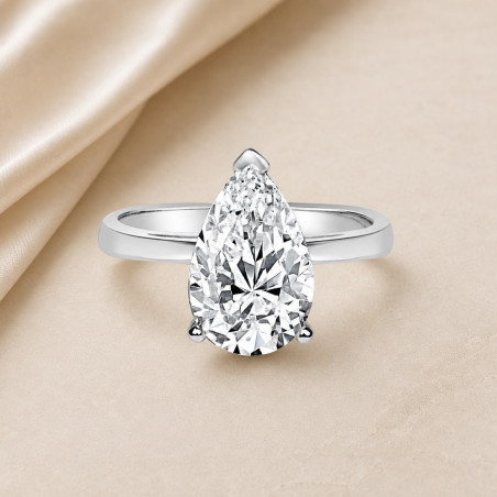 Solitario oro blanco de talla pera · diamante natural 2,00 ct | Joyería Bellido