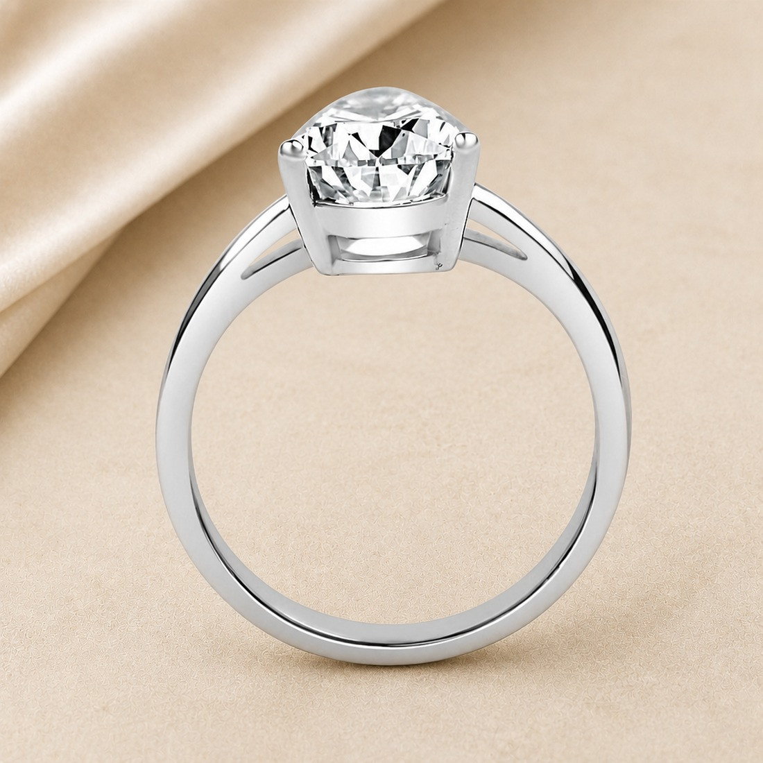 Solitario oro blanco de talla pera · perfil del engaste, diamante natural 2,00 ct | Joyería Bellido