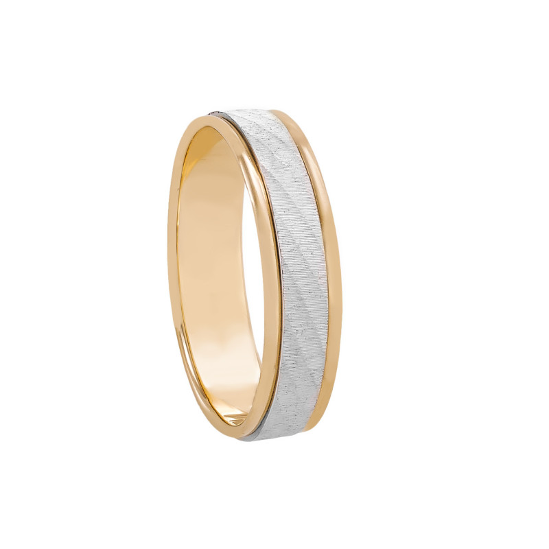 Alianza Bicolor Oro 18K 4mm Interior plano | Joyería B&Couple