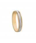 Alianza Oro Bicolor 18K amarillo y blanco 4mm Interior plano | Joyería Bellido