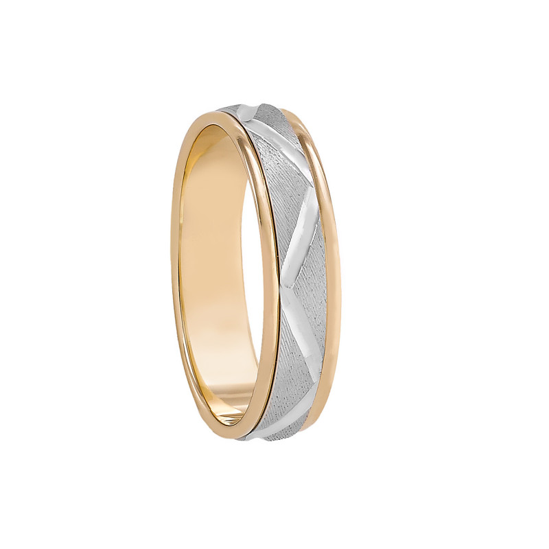 Alianza Bicolor Oro 18K de 5mm Interior plano | Joyería B&Couple